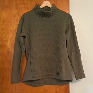 L.L. Bean Green Cowl Neck Sweater with Quilted Design